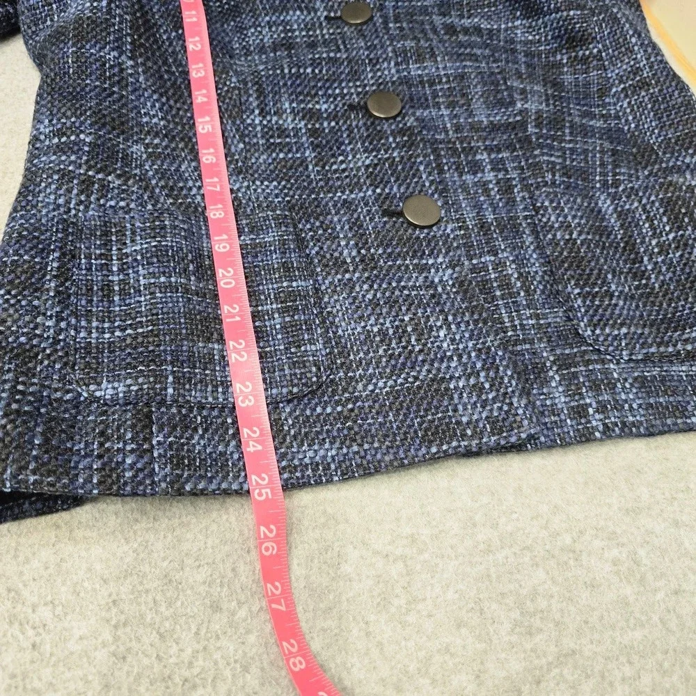 Vintage Coldwater Creek Tweed Jacket Blazer 10 Blue Linen Blend Office Career